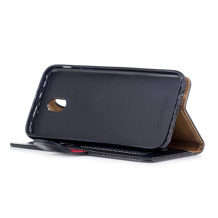 For Samsung Galaxy J7(2017) J730 EU Version Graceful Series Stand Leather Wallet Phone Casing - Black-4