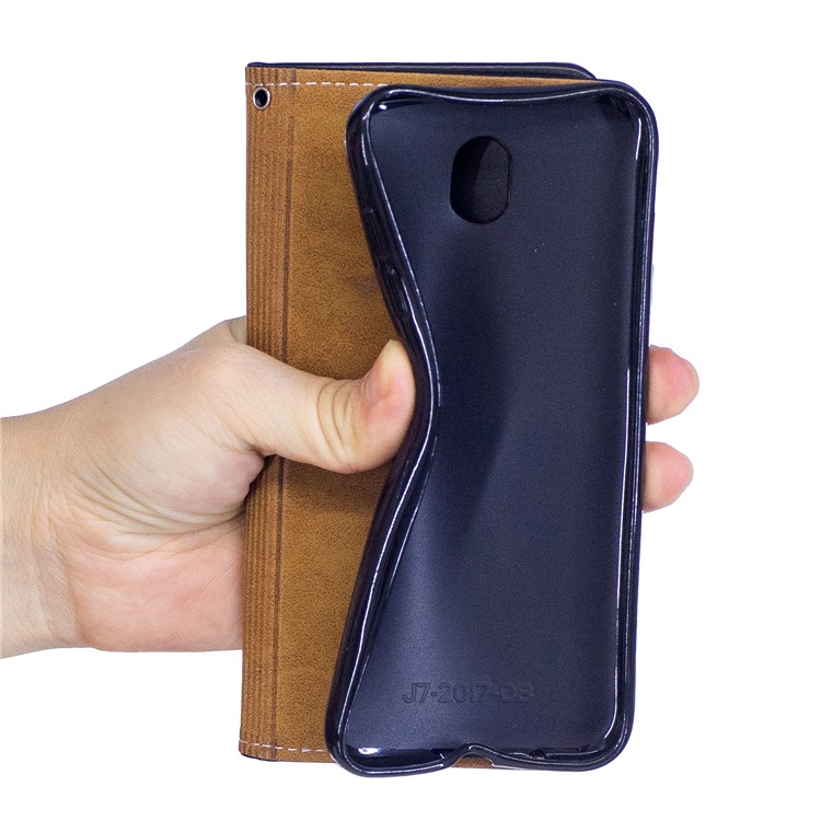 For Samsung Galaxy J7(2017) J730 EU Version Graceful Series Stand Leather Wallet Phone Casing - Black-7