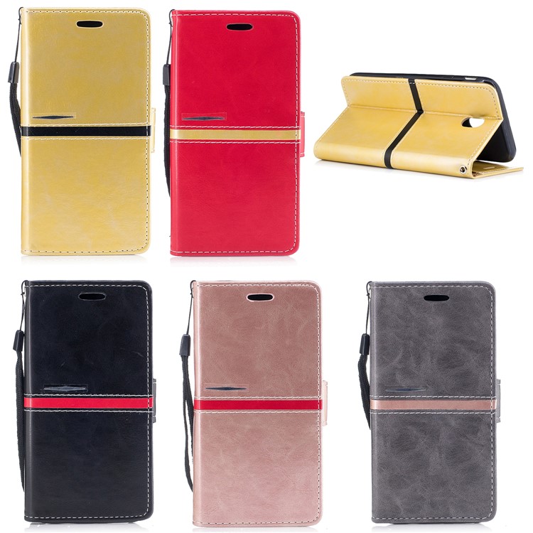 For Samsung Galaxy J7(2017) J730 EU Version Graceful Series Stand Leather Wallet Phone Casing - Black-9