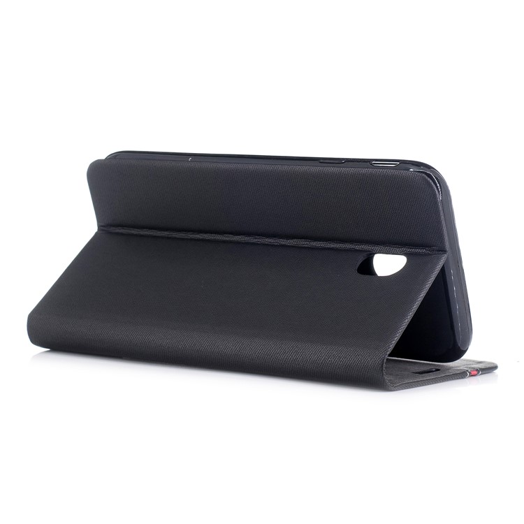 Contrast Color Stand Leather Card Slot Phone Cover for Samsung Galaxy J7 (2017) EU / Asia Version - Black-3