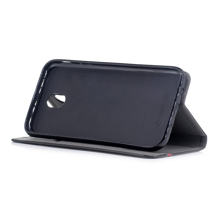 Contrast Color Stand Leather Card Slot Phone Cover for Samsung Galaxy J7 (2017) EU / Asia Version - Black-4