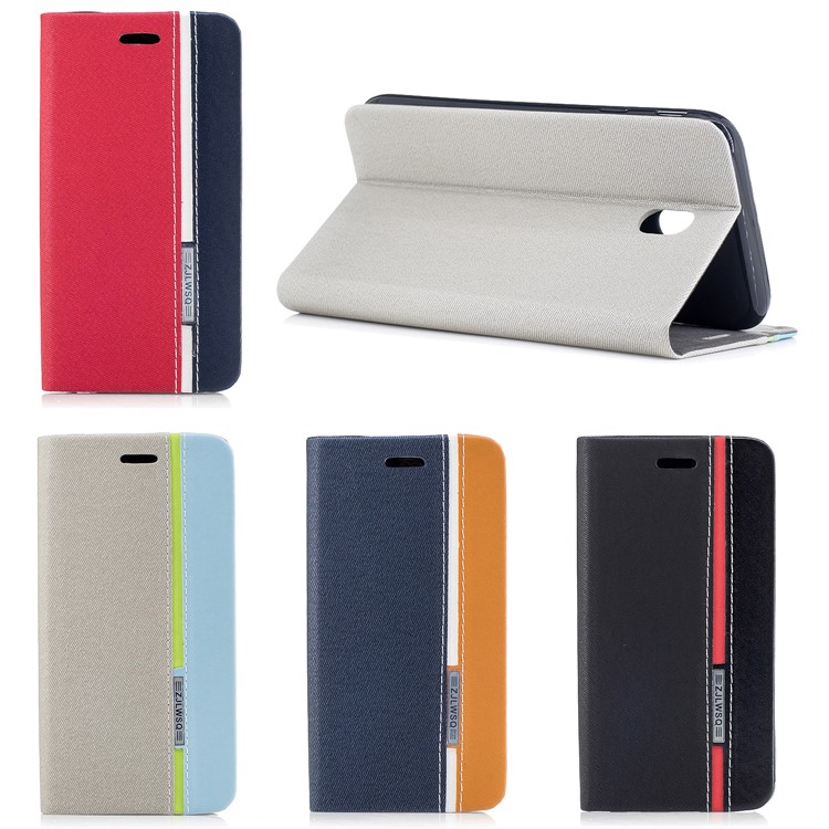 Contrast Color Stand Leather Card Slot Phone Cover for Samsung Galaxy J7 (2017) EU / Asia Version - Black-9