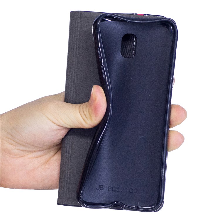 Contrast Color Leather Card Holder Phone Case with Stand for Samsung Galaxy J5 (2017) EU / Asia Version - Black-7