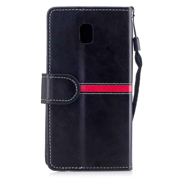 Elegant Series Leather Wallet Stand Flip Case with Strap for Samsung Galaxy J7 (2017) EU Version - Black-2