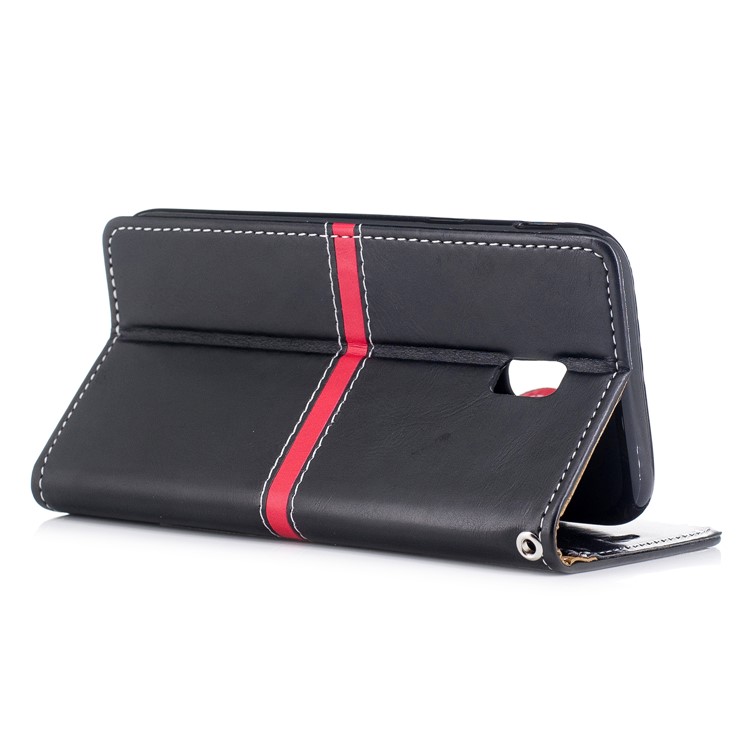 Elegant Series Leather Wallet Stand Flip Case with Strap for Samsung Galaxy J7 (2017) EU Version - Black-3