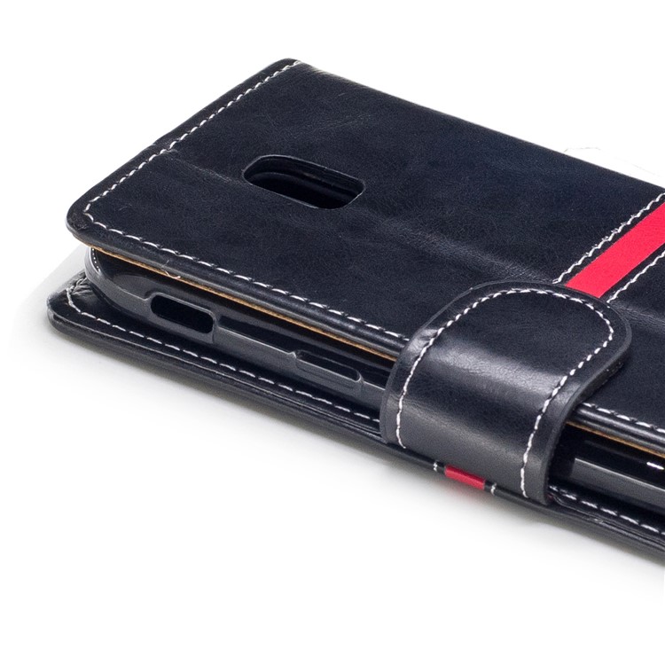 Elegant Series Leather Wallet Stand Flip Case with Strap for Samsung Galaxy J7 (2017) EU Version - Black-6