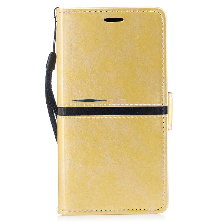For Samsung Galaxy J7 (2017) EU Version Elegant Series Leather Wallet Stand Flip Case with Strap - Gold-1