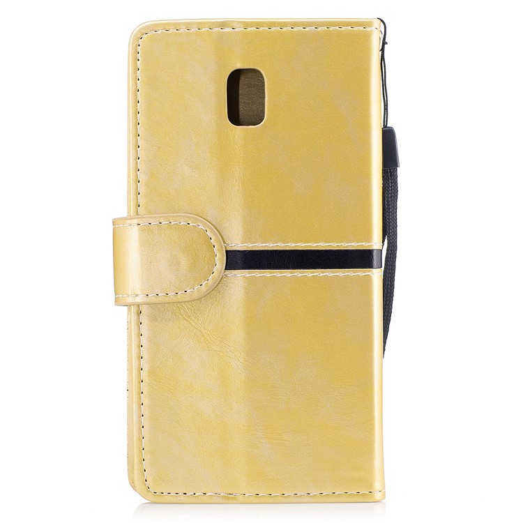 For Samsung Galaxy J7 (2017) EU Version Elegant Series Leather Wallet Stand Flip Case with Strap - Gold-2