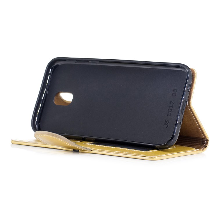 For Samsung Galaxy J7 (2017) EU Version Elegant Series Leather Wallet Stand Flip Case with Strap - Gold-4