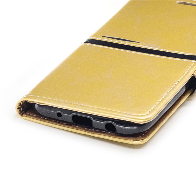 For Samsung Galaxy J7 (2017) EU Version Elegant Series Leather Wallet Stand Flip Case with Strap - Gold-5