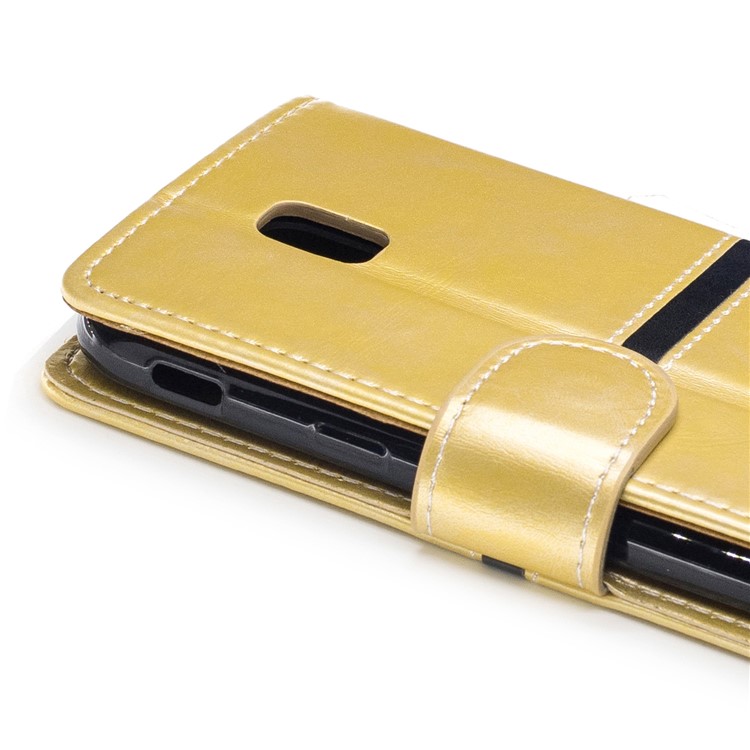 For Samsung Galaxy J7 (2017) EU Version Elegant Series Leather Wallet Stand Flip Case with Strap - Gold-6