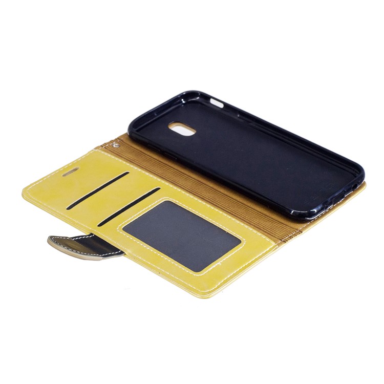 For Samsung Galaxy J7 (2017) EU Version Elegant Series Leather Wallet Stand Flip Case with Strap - Gold-8