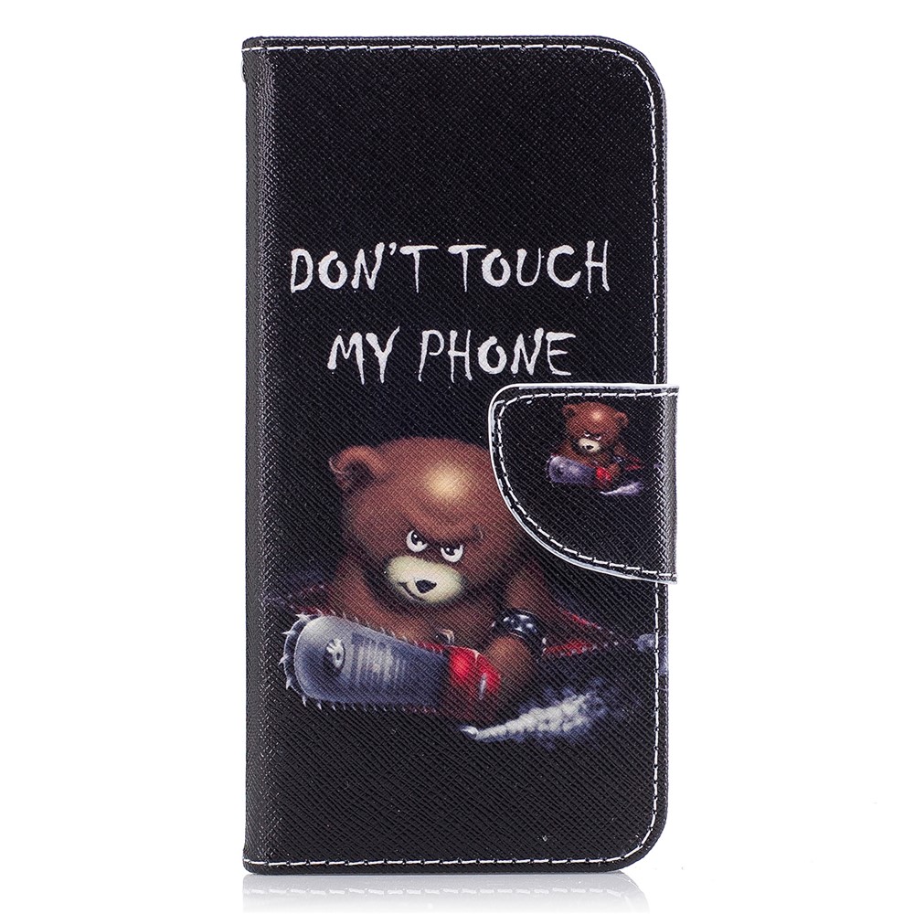 Pattern Printing PU Leather Wallet Stand Phone Case for Samsung Galaxy J3 (2017) EU Version - Bear And Its Warnings-2