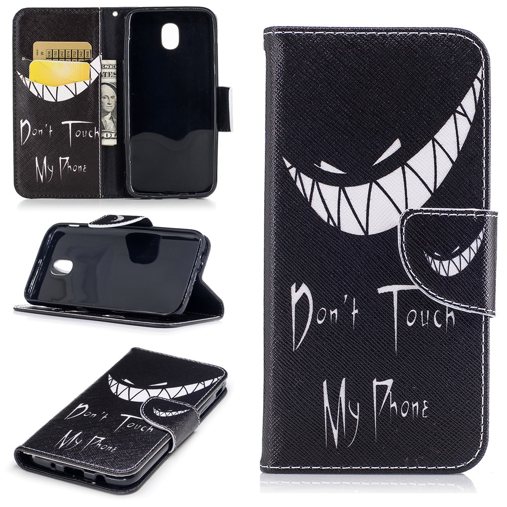 Pattern Printing PU Leather Wallet Flip Stand Phone Cover for Samsung Galaxy J3 (2017) EU Version - Angry Face-1