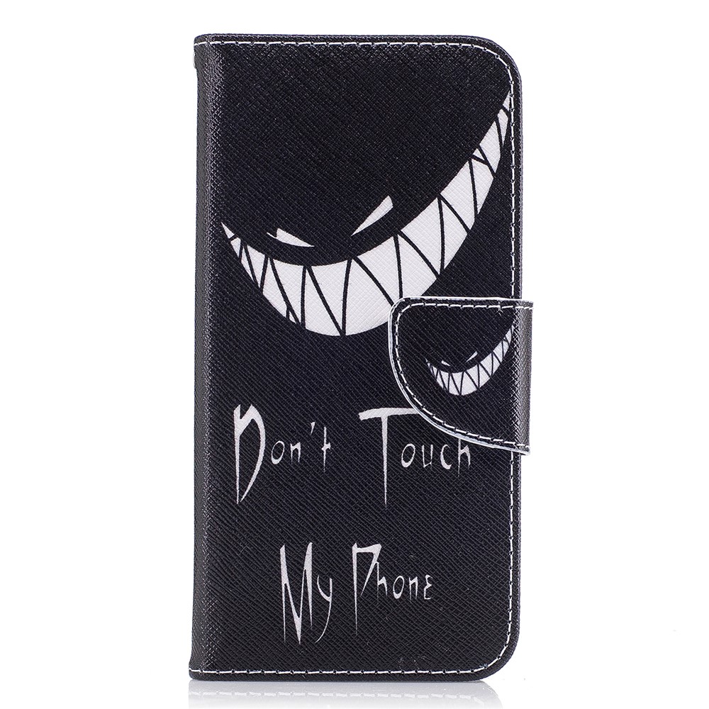 Pattern Printing PU Leather Wallet Flip Stand Phone Cover for Samsung Galaxy J3 (2017) EU Version - Angry Face-2