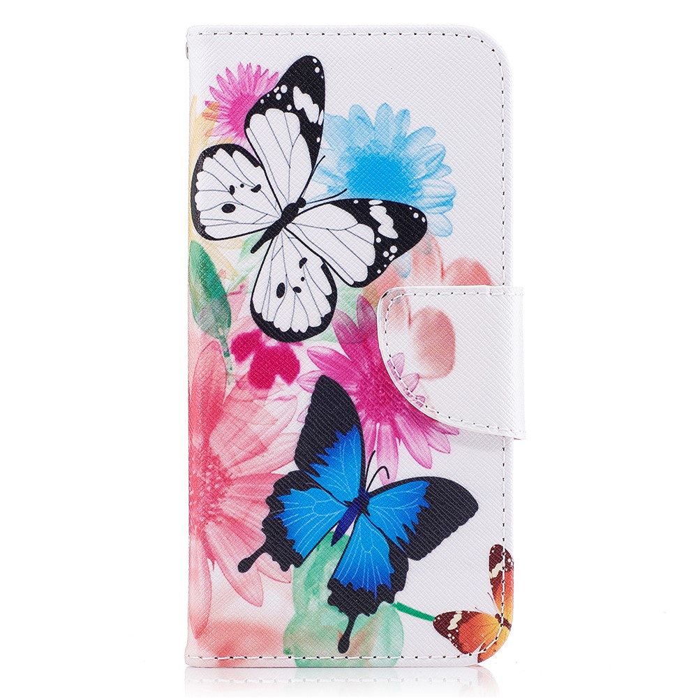 Pattern Printing PU Leather Wallet Protection Mobile Shell with Stand for Samsung Galaxy J3 (2017) EU Version - Flowers and Butterflies-2