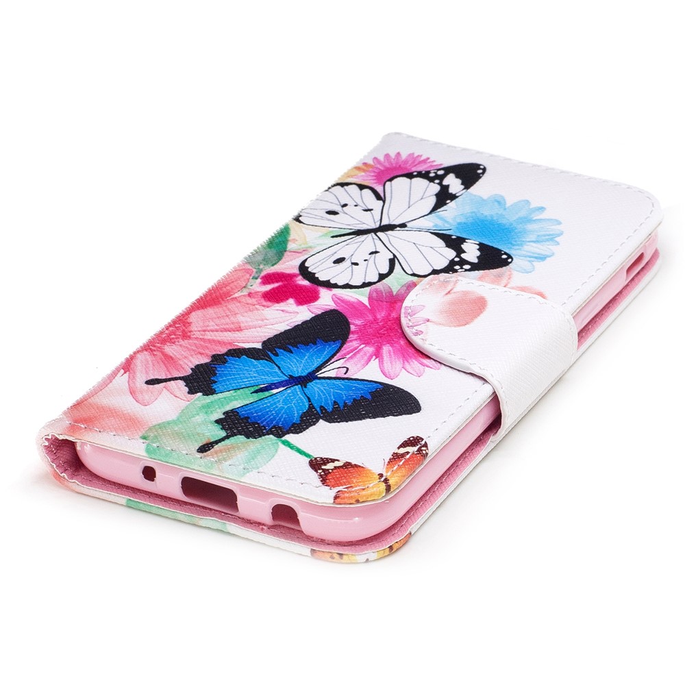 Pattern Printing PU Leather Wallet Protection Mobile Shell with Stand for Samsung Galaxy J3 (2017) EU Version - Flowers and Butterflies-6