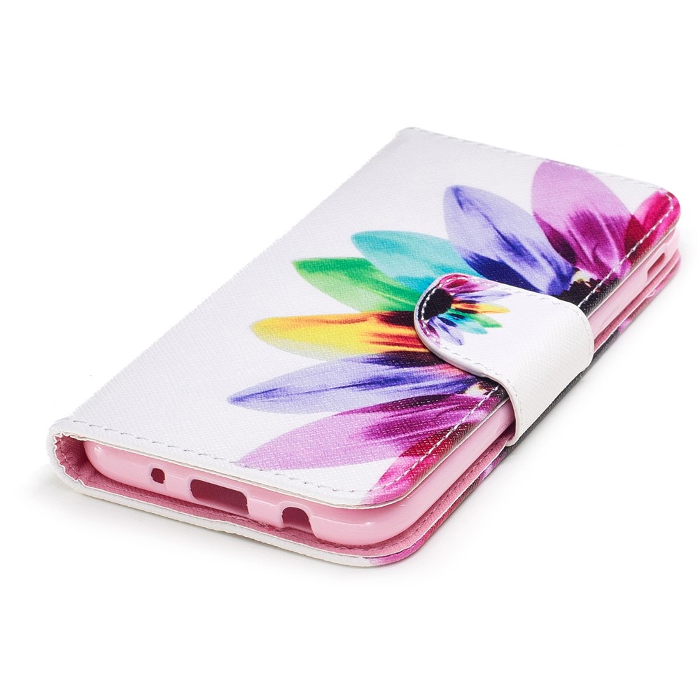 Pattern Printing Card Holder Leather Case Cover with Stand for Samsung Galaxy J3 (2017) EU Version - Petals Pattern-6