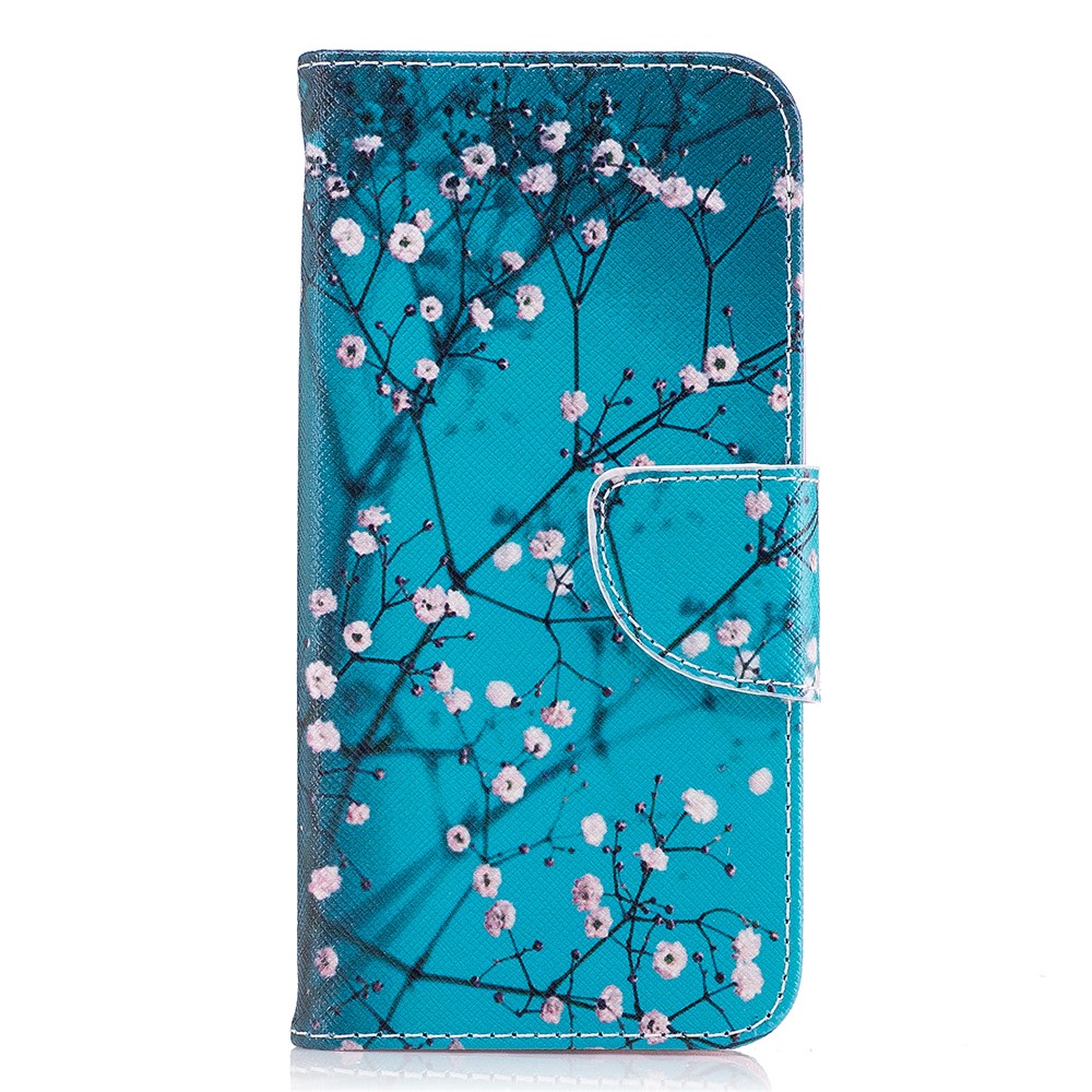 Pattern Printing Leather Wallet Mobile Phone Case Accessory for Samsung Galaxy J3 (2017) EU Version - Tree with Flowers-2