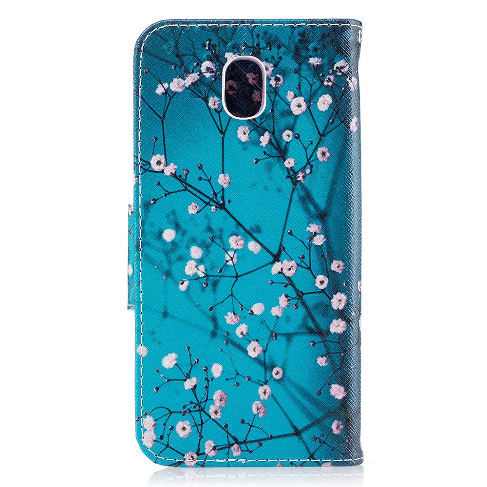 Pattern Printing Leather Wallet Mobile Phone Case Accessory for Samsung Galaxy J3 (2017) EU Version - Tree with Flowers-3