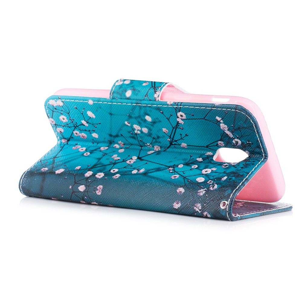 Pattern Printing Leather Wallet Mobile Phone Case Accessory for Samsung Galaxy J3 (2017) EU Version - Tree with Flowers-4