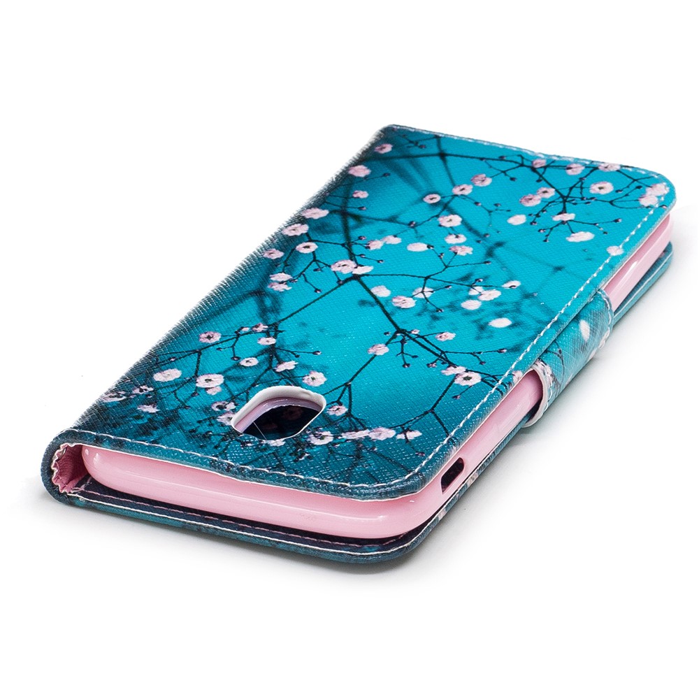 Pattern Printing Leather Wallet Mobile Phone Case Accessory for Samsung Galaxy J3 (2017) EU Version - Tree with Flowers-7