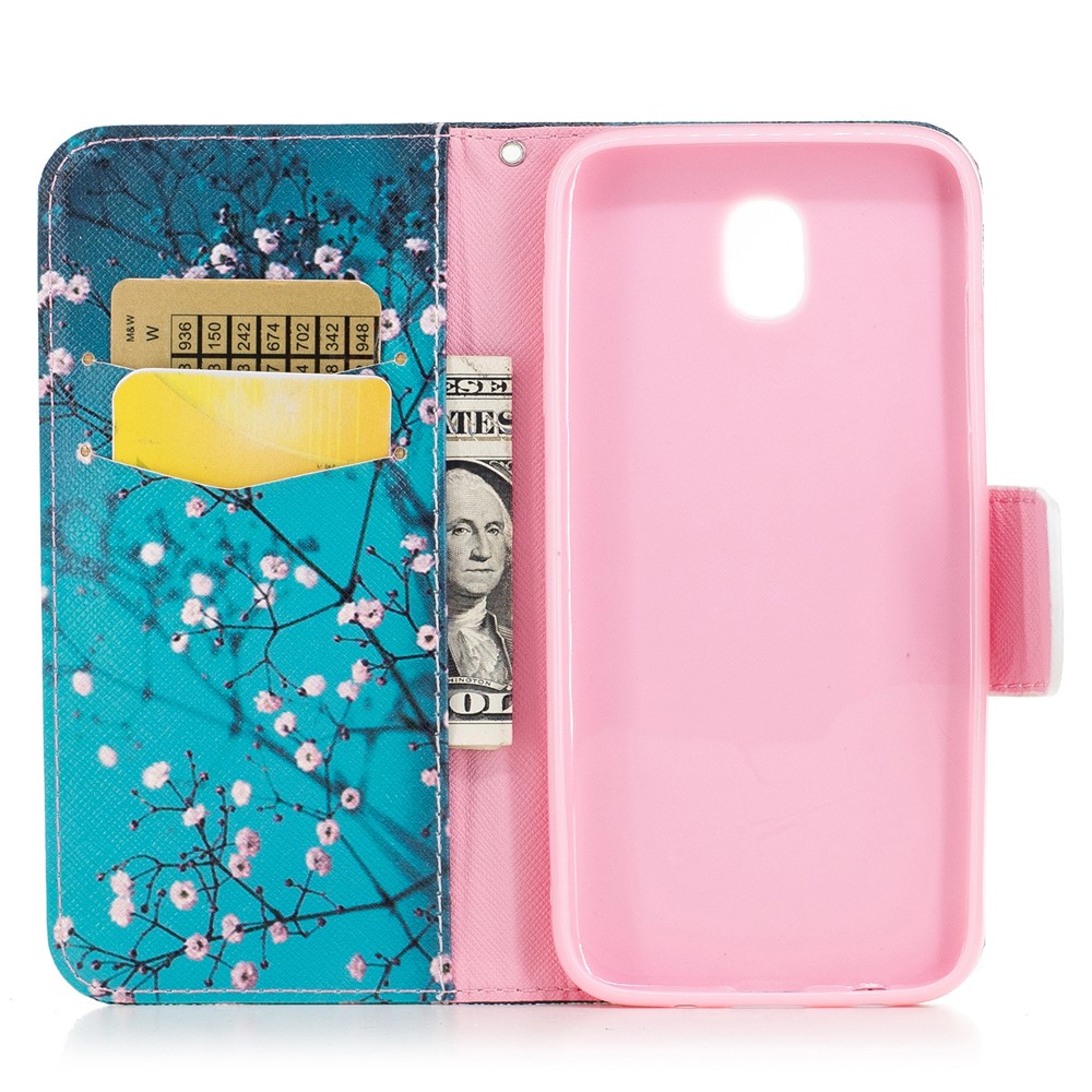 Pattern Printing Leather Wallet Mobile Phone Case Accessory for Samsung Galaxy J3 (2017) EU Version - Tree with Flowers-8
