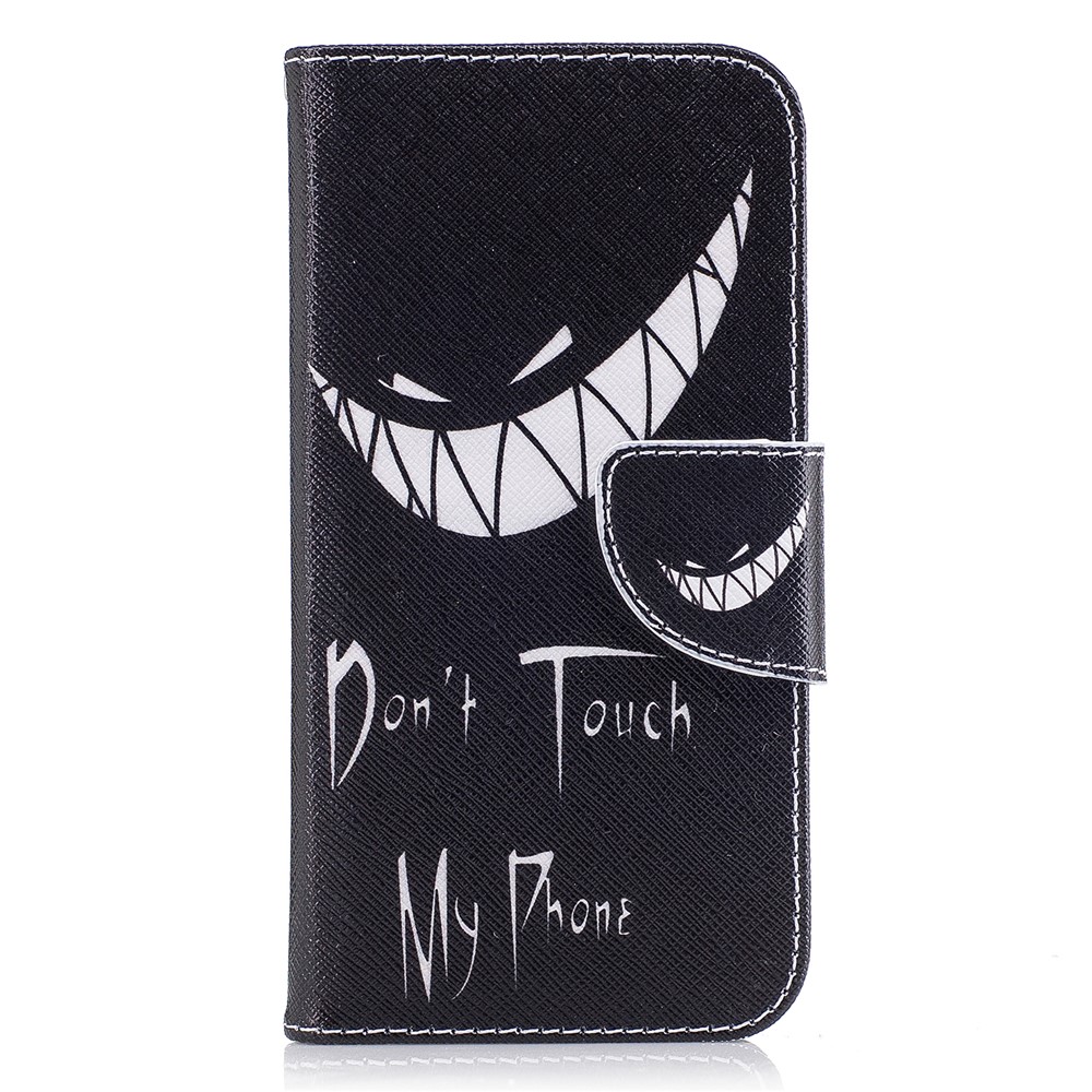 Pattern Printing Wallet Leather Stand Shell for Samsung Galaxy J7 (2017) J730 EU Version - Sinister Face / Don't Touch My Phone-2