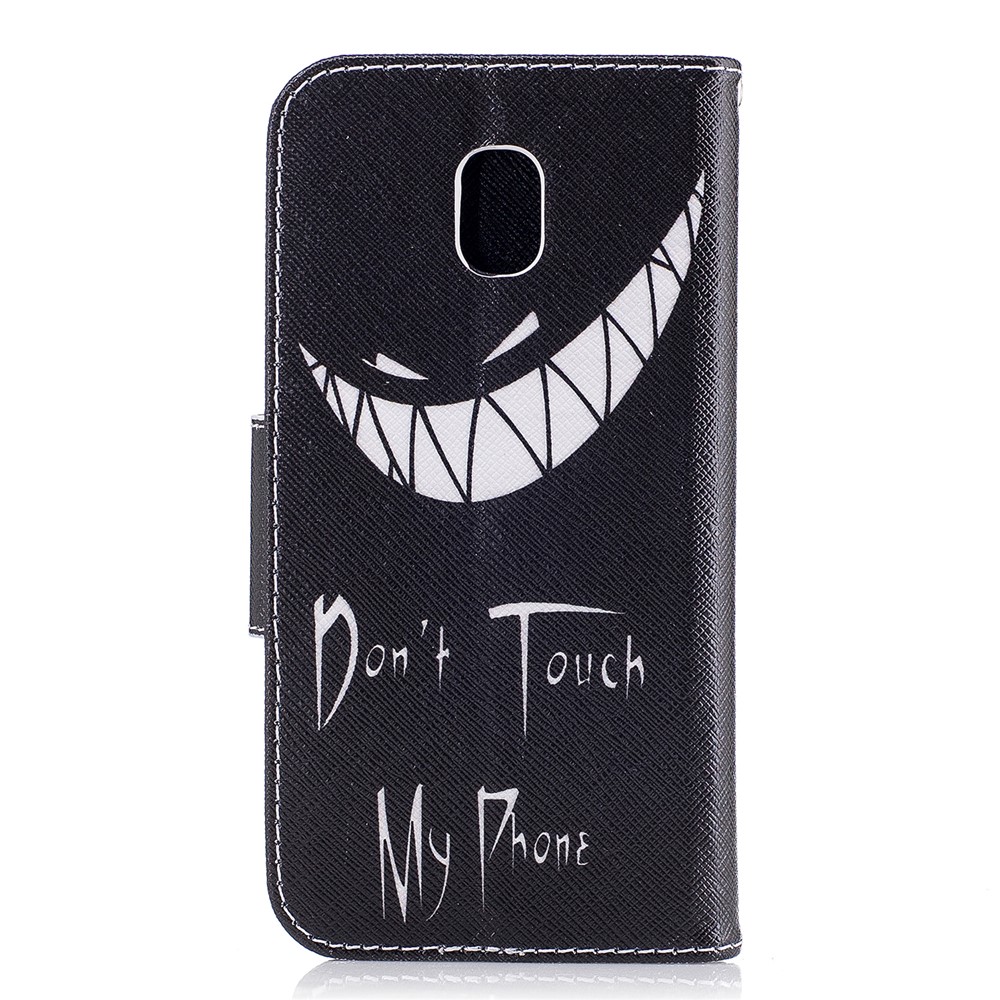 Pattern Printing Wallet Leather Stand Shell for Samsung Galaxy J7 (2017) J730 EU Version - Sinister Face / Don't Touch My Phone-3