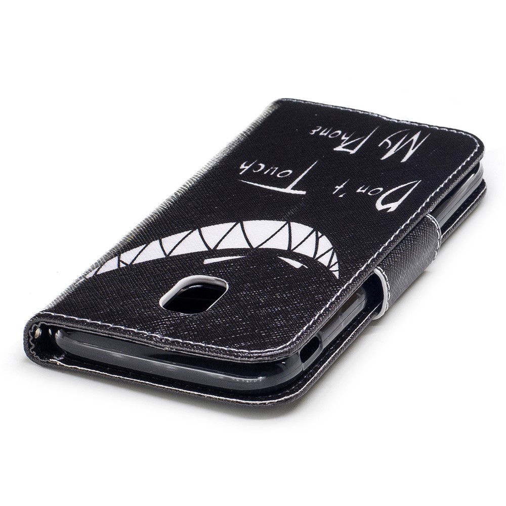 Pattern Printing Wallet Leather Stand Shell for Samsung Galaxy J7 (2017) J730 EU Version - Sinister Face / Don't Touch My Phone-7