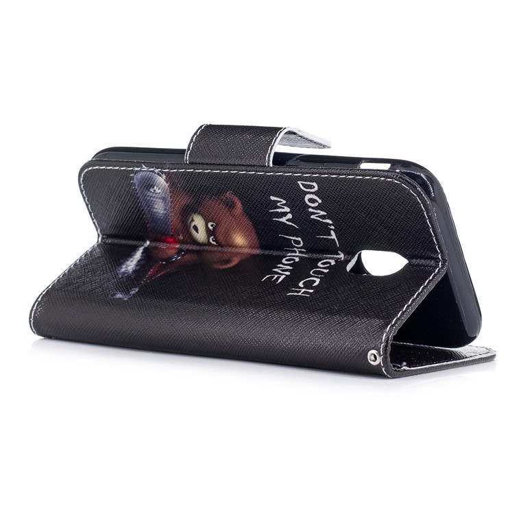 Muster Druck Brieftasche Leder Standplatz Fall Für Samsung Galaxy J7 (2017) J730 EU-Version - Fass Mein Telefon Nicht An / Bär-4