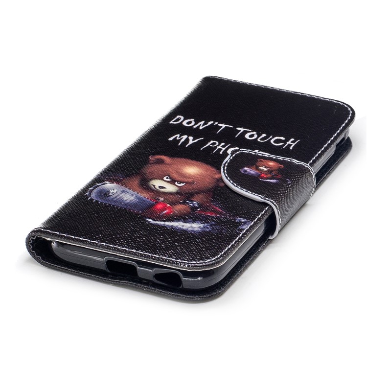 Muster Druck Brieftasche Leder Standplatz Fall Für Samsung Galaxy J7 (2017) J730 EU-Version - Fass Mein Telefon Nicht An / Bär-6