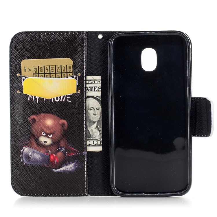 Muster Druck Brieftasche Leder Standplatz Fall Für Samsung Galaxy J7 (2017) J730 EU-Version - Fass Mein Telefon Nicht An / Bär-8