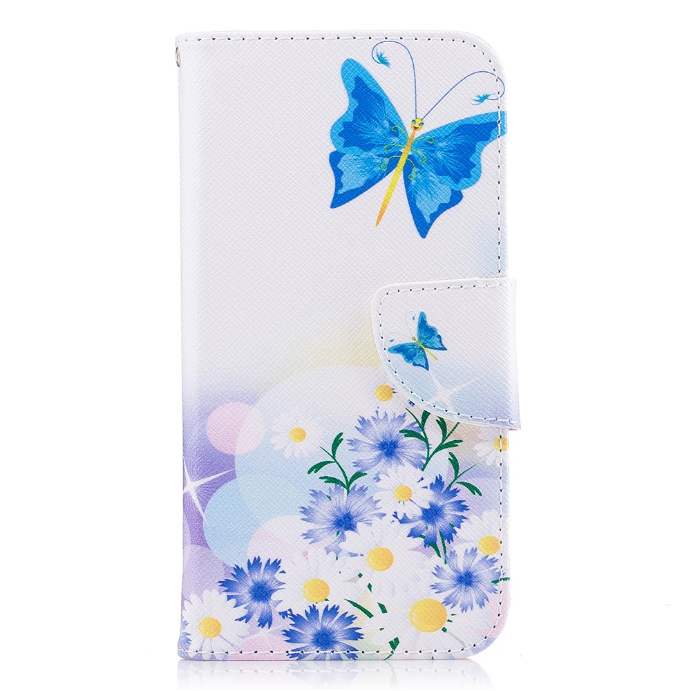 Pour Samsung Galaxy J7 (2017) J730 Version ue Porte Impression du Peutlet Cuil - Daisy et Papillon Bleu