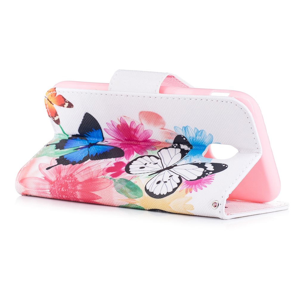 For Samsung Galaxy J7 (2017) J730 EU Version Pattern Printing Wallet Leather Stand Cell Phone Cover - Flowers and Butterfly-4
