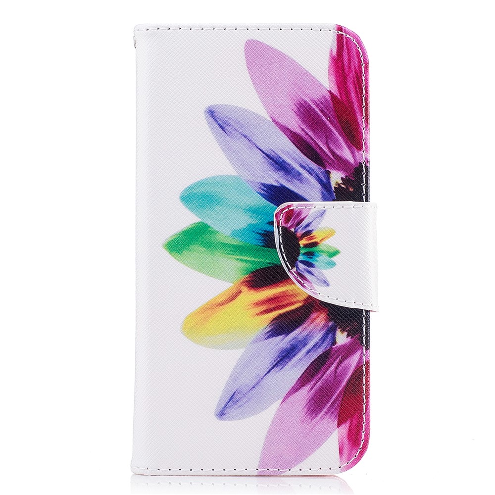 Pattern Printing Wallet Leather Stand Cell Phone Shell for Samsung Galaxy J7 (2017) J730 EU Version - Colorful Half Flowers-2