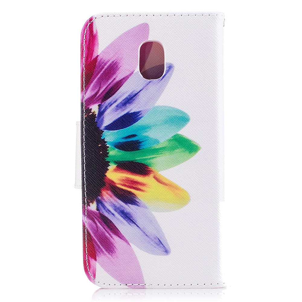 Pattern Printing Wallet Leather Stand Cell Phone Shell for Samsung Galaxy J7 (2017) J730 EU Version - Colorful Half Flowers-3