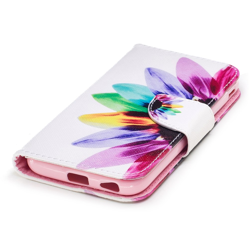 Pattern Printing Wallet Leather Stand Cell Phone Shell for Samsung Galaxy J7 (2017) J730 EU Version - Colorful Half Flowers-6