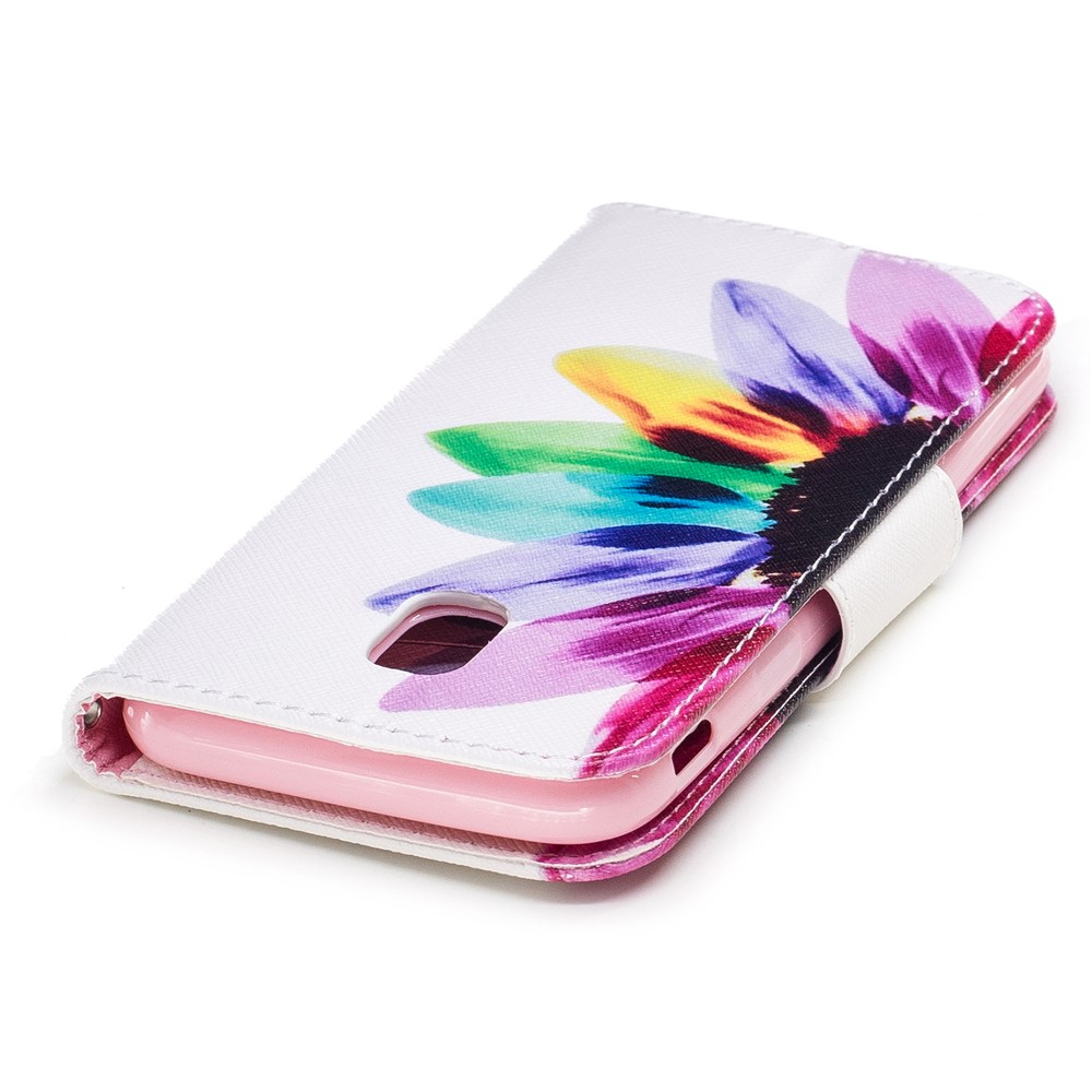 Pattern Printing Wallet Leather Stand Cell Phone Shell for Samsung Galaxy J7 (2017) J730 EU Version - Colorful Half Flowers-7