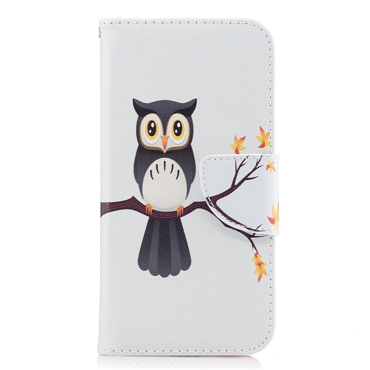 Pattern Printing Wallet Stand Leather Casing with Card Holder for Samsung Galaxy J3 (2017) EU Version - Owl-2