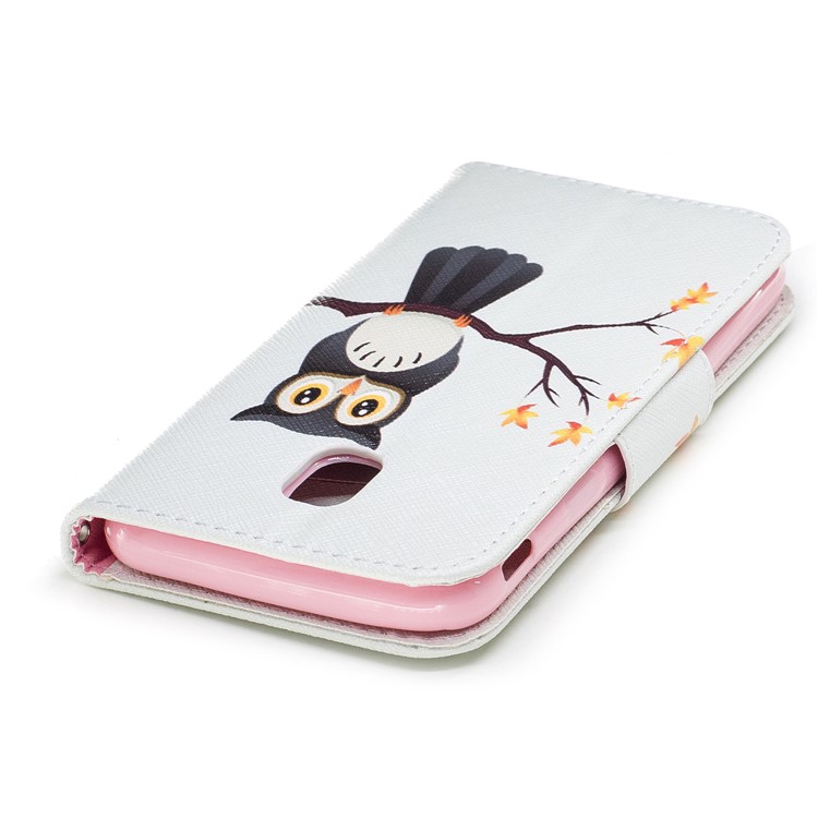Pattern Printing Wallet Stand Leather Casing with Card Holder for Samsung Galaxy J3 (2017) EU Version - Owl-7