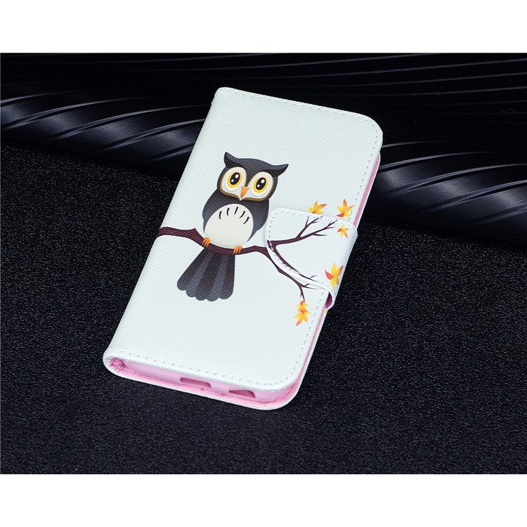 Pattern Printing Wallet Stand Leather Casing with Card Holder for Samsung Galaxy J3 (2017) EU Version - Owl-9