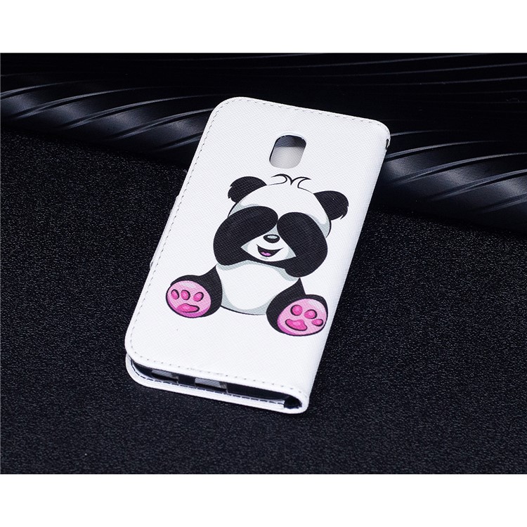 Impressão de padrões Suporte de carteira Estofado de couro para telefone com ímã para Samsung Galaxy J3 (2017) Versão da UE - panda-10