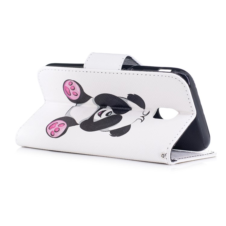 Impressão de padrões Suporte de carteira Estofado de couro para telefone com ímã para Samsung Galaxy J3 (2017) Versão da UE - panda-4