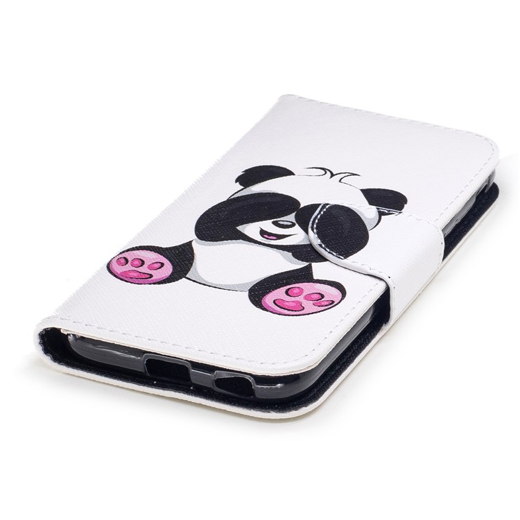 Impressão de padrões Suporte de carteira Estofado de couro para telefone com ímã para Samsung Galaxy J3 (2017) Versão da UE - panda-6