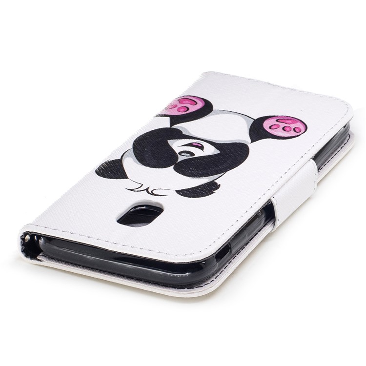 Impressão de padrões Suporte de carteira Estofado de couro para telefone com ímã para Samsung Galaxy J3 (2017) Versão da UE - panda-7