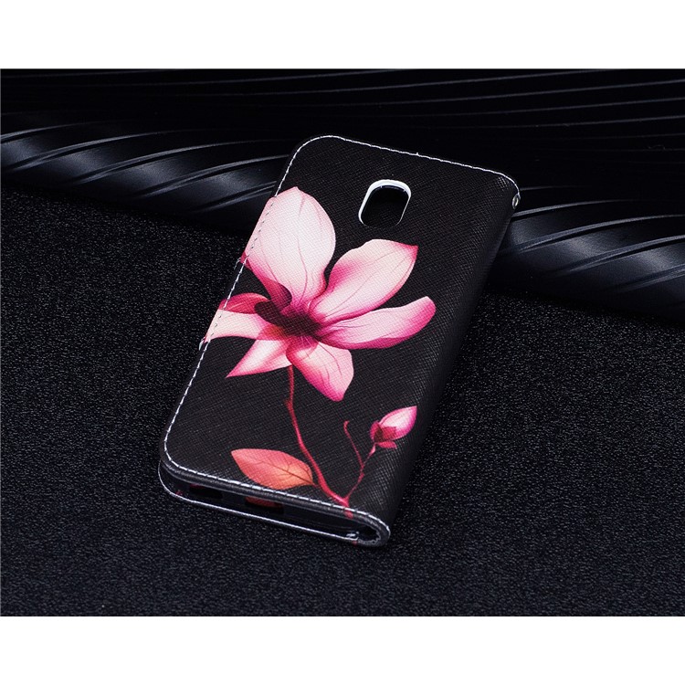 Pour Samsung Galaxy J3(2017) Version de l'UE Impression des motifs Support de portefeuille Couverture en cuir avec support de carte - fleurir-10