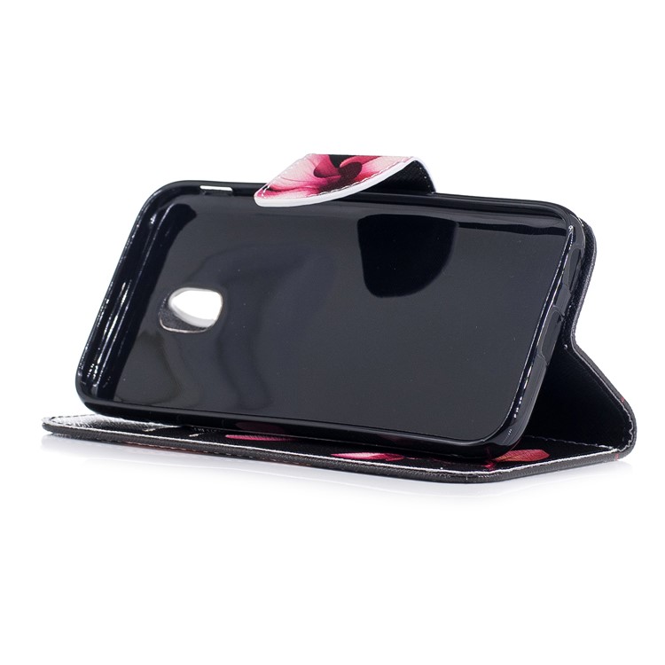 Pour Samsung Galaxy J3(2017) Version de l'UE Impression des motifs Support de portefeuille Couverture en cuir avec support de carte - fleurir-5