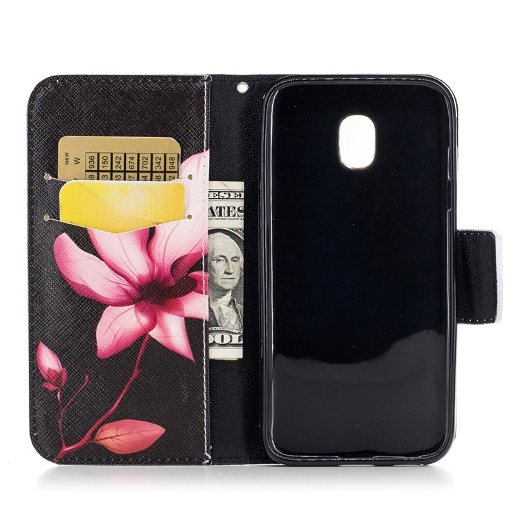 Pour Samsung Galaxy J3(2017) Version de l'UE Impression des motifs Support de portefeuille Couverture en cuir avec support de carte - fleurir-8