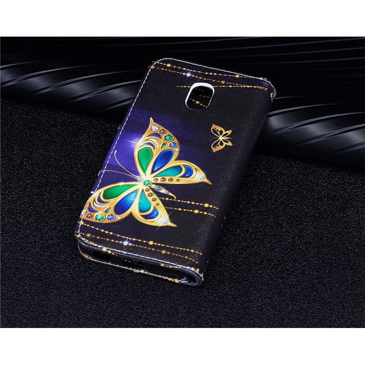 For Samsung Galaxy J3 (2017) EU Version Pattern Printing Wallet Stand Leather Mobile Protective Shell - Butterfly with Diamond-10